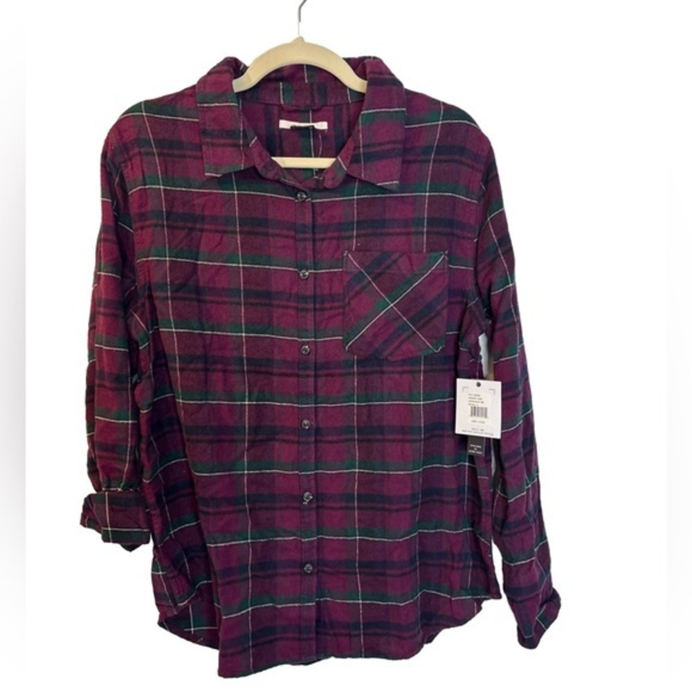 ⭐️ NWT- O'Neill Wine coloured Plaid Logan button-down Shirt- size medium